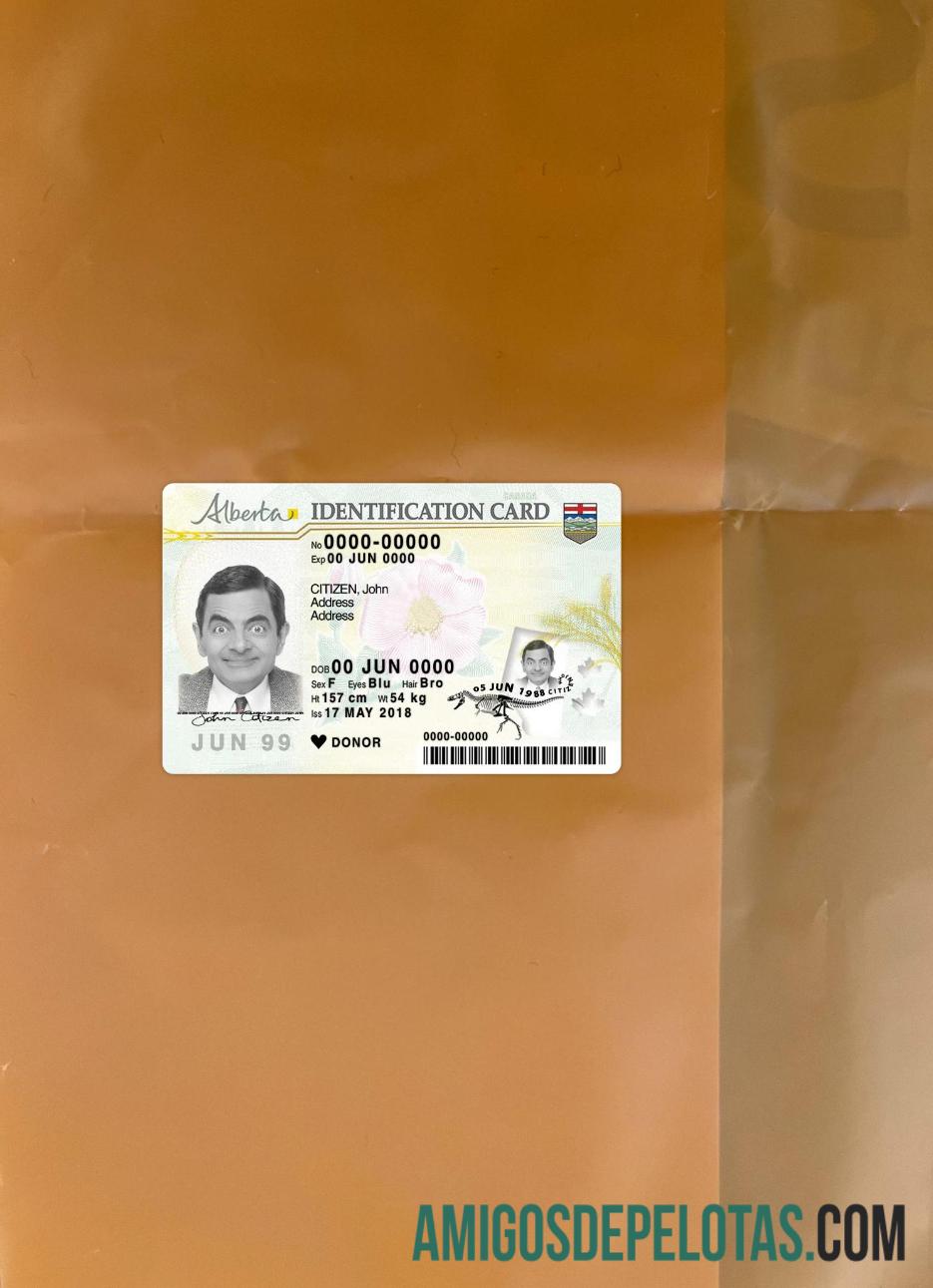Canada Alberta ID Card olhar de foto frente exemplo